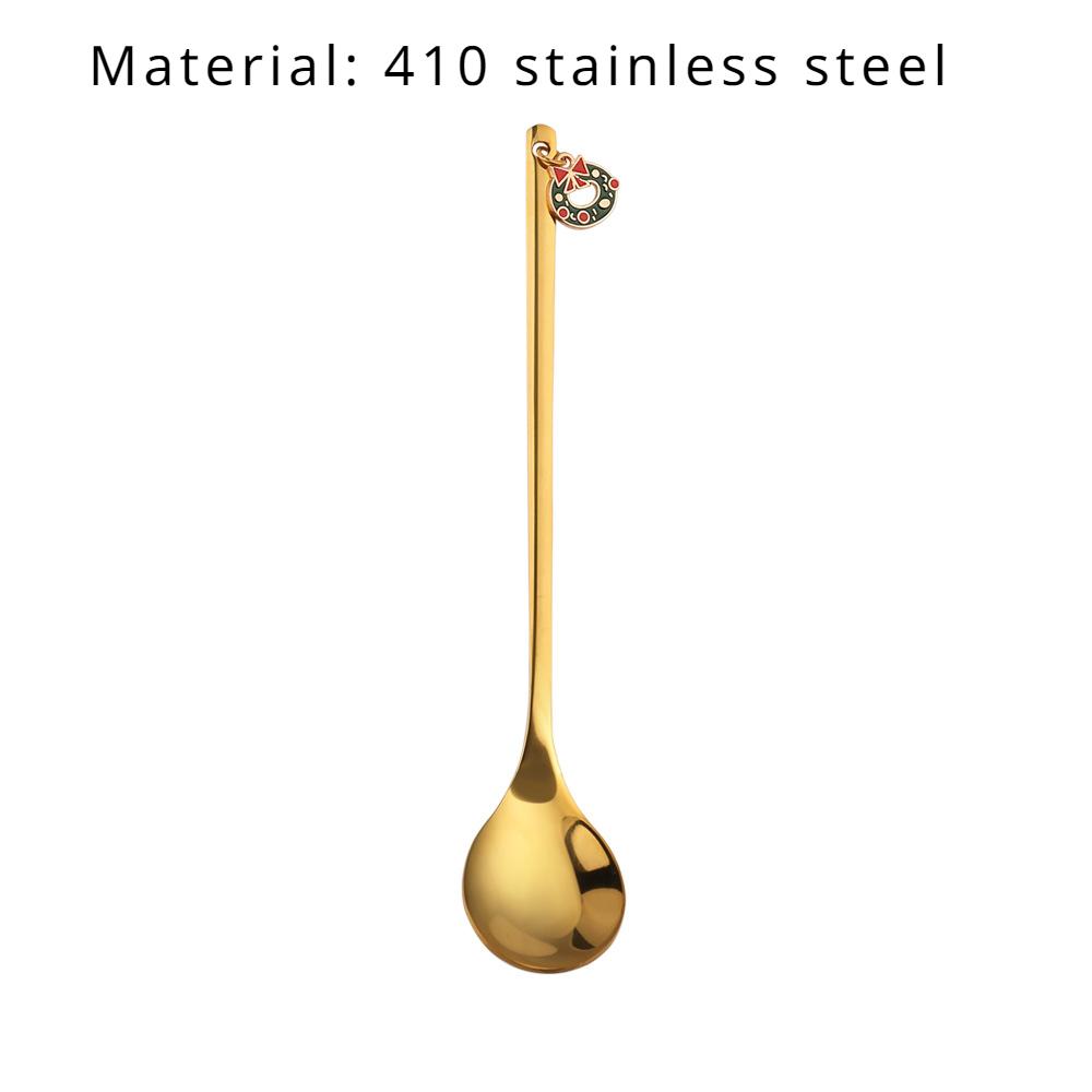 HANYANG Stainless Steel Christmas Dessert Spoon and Fork Gift Set Fruit Fork Father Christmas Coffee Spoon Hotel Household Tableware