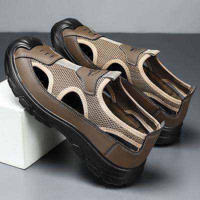 Sandales d'été Respirantes Chaussures Homme Mesh Extérieur Homme Sandales Creuses Sandales Plates Chaussures
