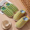 Vertical striped simple wool slippers autumn and winter home warm thick bottom velvet couple outdoor cotton slippers