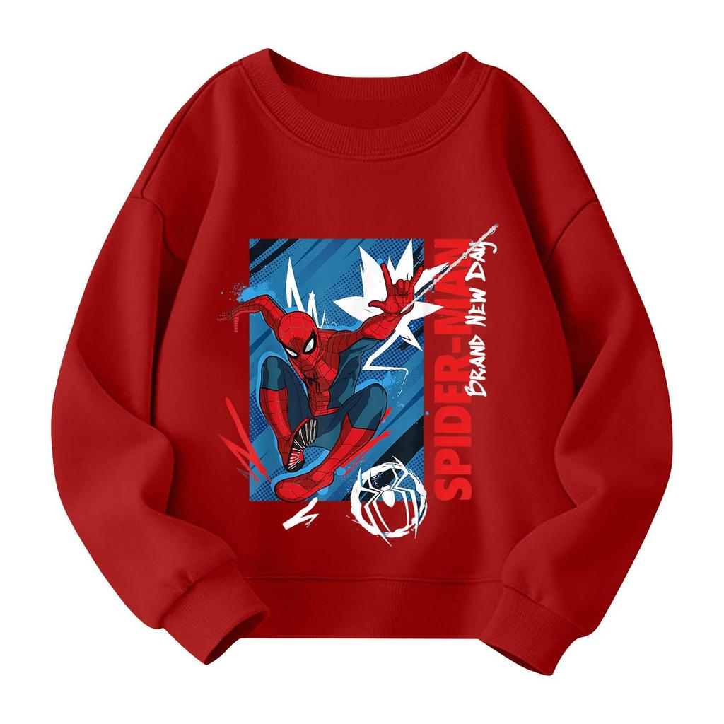 Boys and girls round neck plus velvet pullover printed top sweatshirt