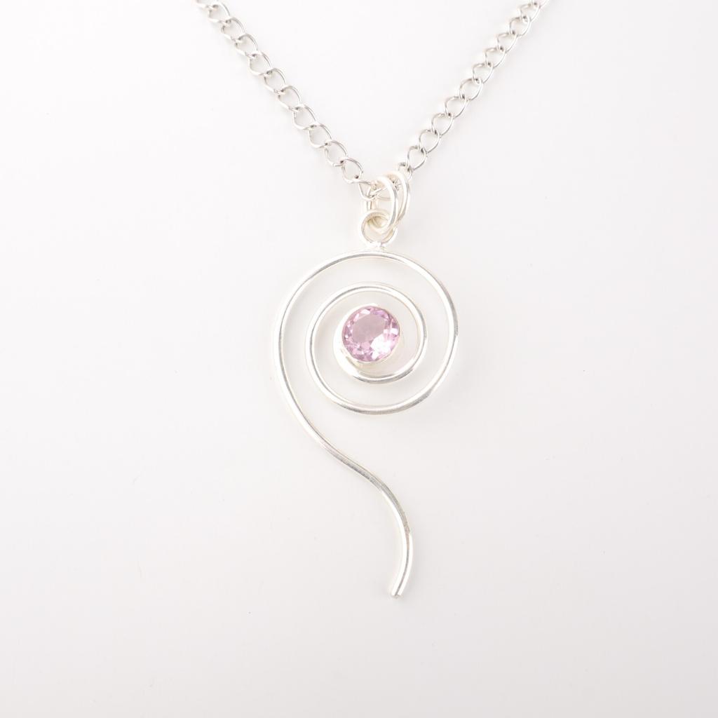 Morganite Gemstone 925 Sterling Silver Jewelry Handmade Pendant Engagement Gift PP-42-16