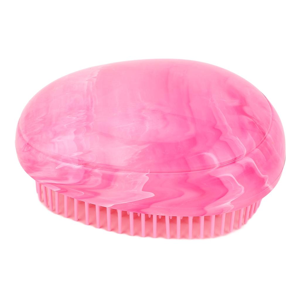 4pcs Rosy Red Egg Shape Detangling Brush Bright Marble Effect Portable Styling Comb Hair Brush
