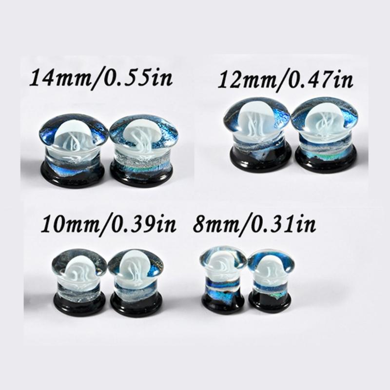 Unique Jellyfish Pattern Glass Ear Stretcher Handcrafted Expander Body Piercings Suitable for Comfortable All Day Wear