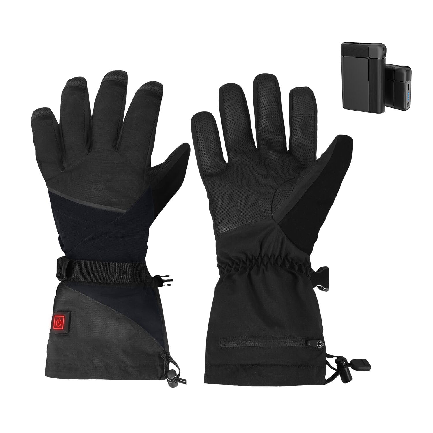 

Электрические мотоциклетные перчатки с подогревом, 3000 мАч, быстрая зарядка, 3 температурных режима, для смартфона, для холодной погоды, PSE, для очков, водонепроницаемые, идеально подходят для и активного отдыха, аккумулятор, чёрный