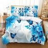 Blue Butterfly Duvet Cover Set King Size 220x240 Double Bed Single 3D Queen Bedding Sets Pink Full Twin Quilt Linen Pillowcase