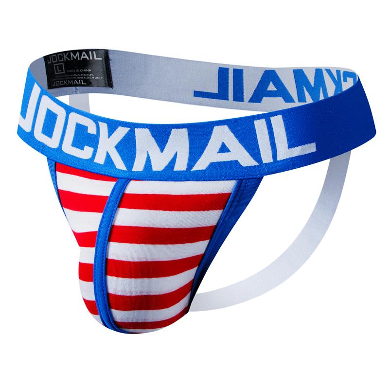 Jockstraps JOCKMAIL Fashion Stripe Men's Thong Sexy Low Waist T-Back Briefs Sport G-string Underpans Daily Casual Men's Bikini Underwear