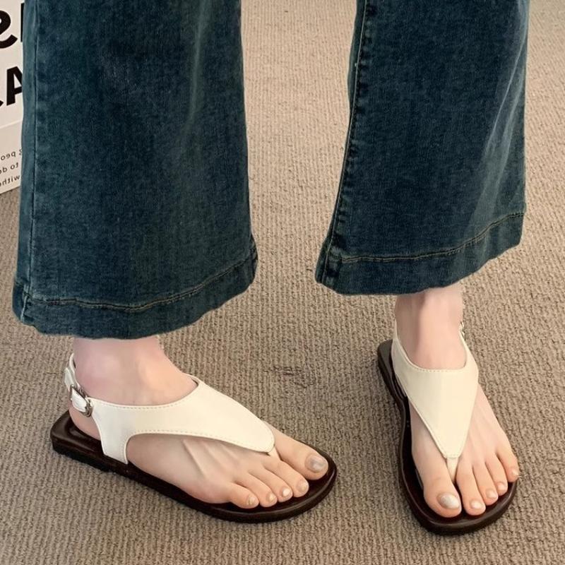 French Style Women's Gladiator Sandals - Summer New Soft Flat Thong Sandals, Versatile Beach to Street Roman Shoes for Dress Outfits