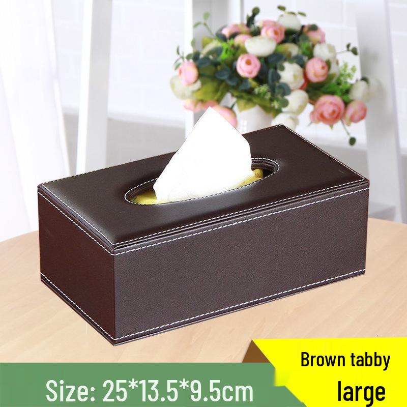 

Eco-friendly Black Plaid Leather Tissue Box for Home and Hotel
