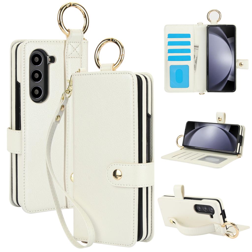 Samsung FOld7 Mobile Phone Leather Case Wristband Protective Cover Z FOld6 Carbon Fiber Business Mobile Phone Case Pen Slot