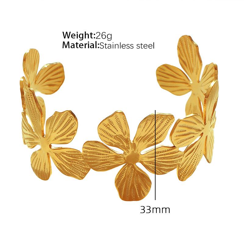 European and American Style Titanium Steel Adjustable Opening Bracelet Natural Heavy Industry Beating Pattern Texture Exaggerated Personality Design