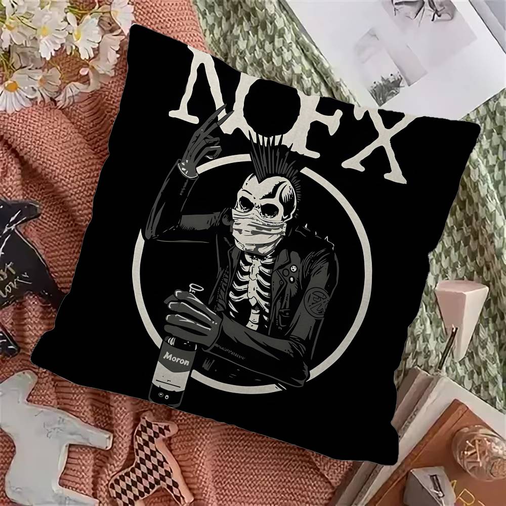 Rock band N-NOFX Retro Cushion Cover Pillowcase Upholstery Sofa Throw Pillow Home Decor Pillowcas