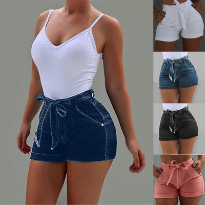 Women's Summer Lace-up Jeans Shorts Fashion Color Pants Shorts