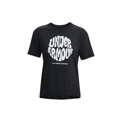 Letter Print Round Neck Pullover Short Sleeve Drop Shoulder T-Shirt Women T-Shirt Black 1374168-001