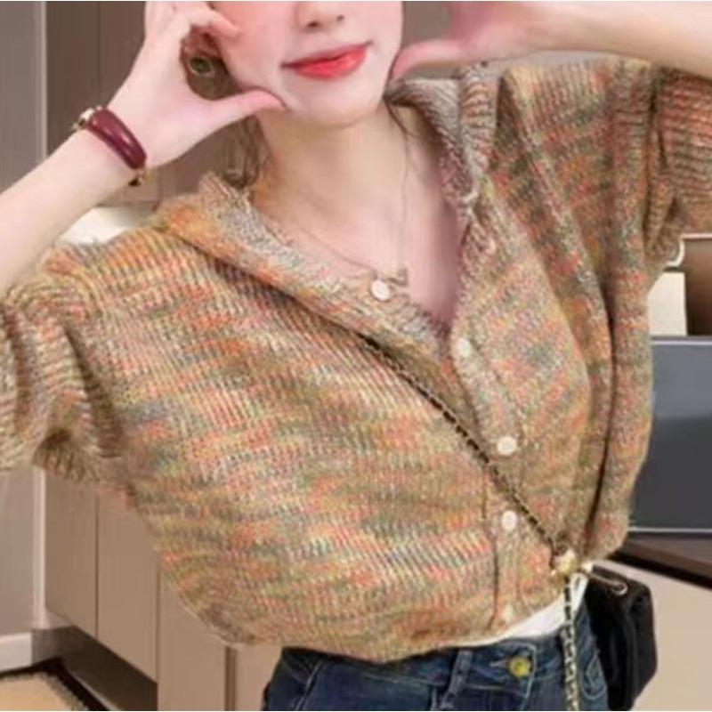 Autumn Coat New Top Women's High-end Retro Sweater Women's Hooded Women's Cardigan Knitted