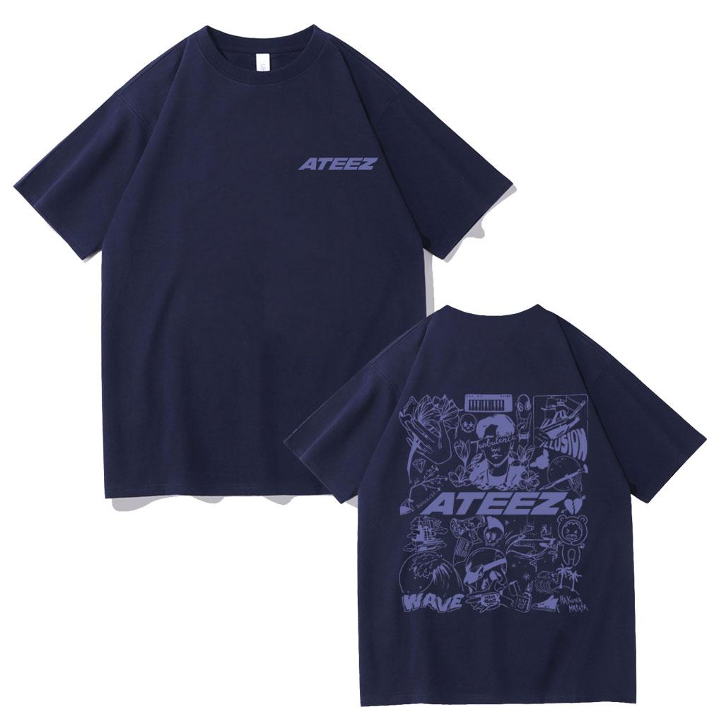 Korean Fashion Trend Ateez Kpop Graphic Print Tshirt Male Y2k T-shirts Concert Fans Gift Unisex Women's Casual Oversized Tee Shirt