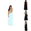 Elegant Women Round Neck Sleeveless Geometric Print Chiffon Dress Long Floor Length Stylish Casual Attire