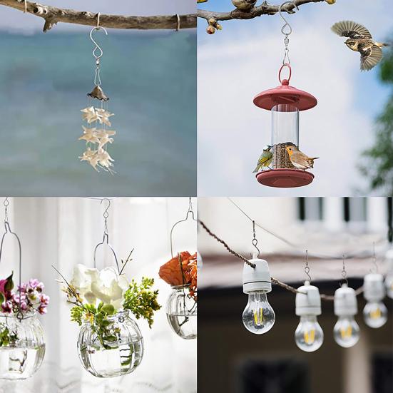 2/8/16 Stück S-förmige hängende Drehhaken mit Clip, große Tragkraft, strapazierfähig, Traumfänger, Windspiel, Windspiele, Vogelfutterspender, Laternenhalter