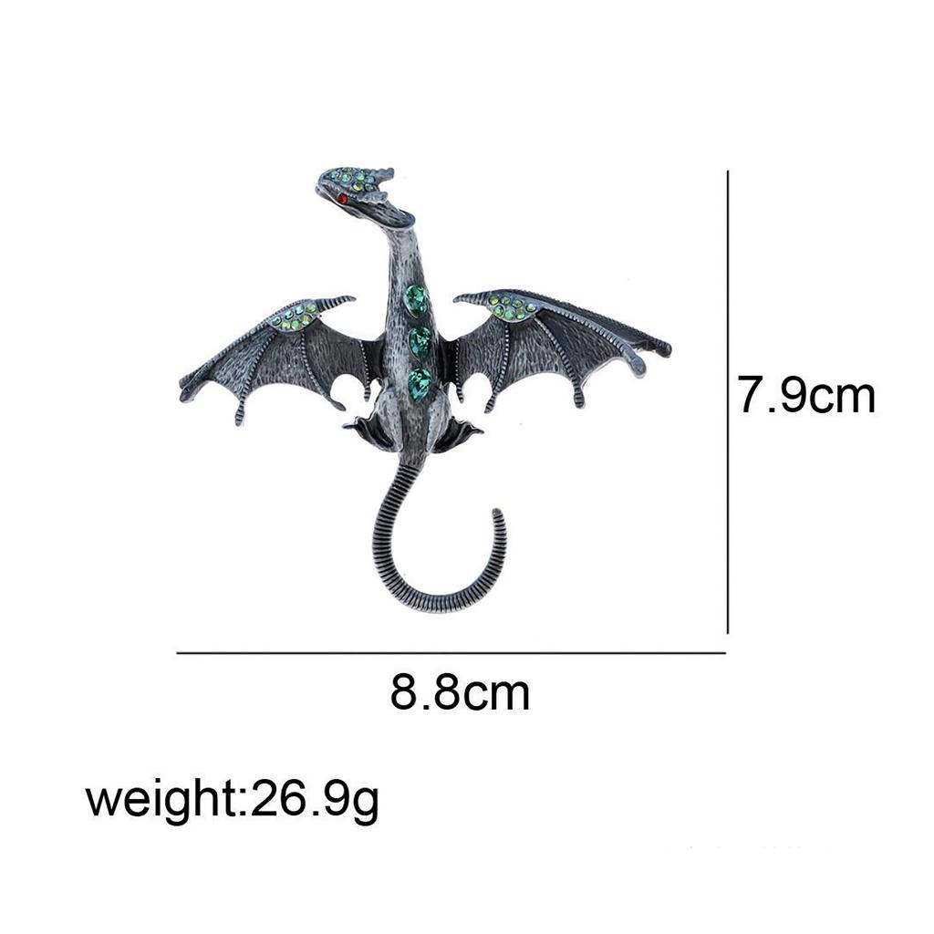 Retro Oil Dripping Flying Dragon Brooch Rhinestone Inlaid Enamel Brooches Pin