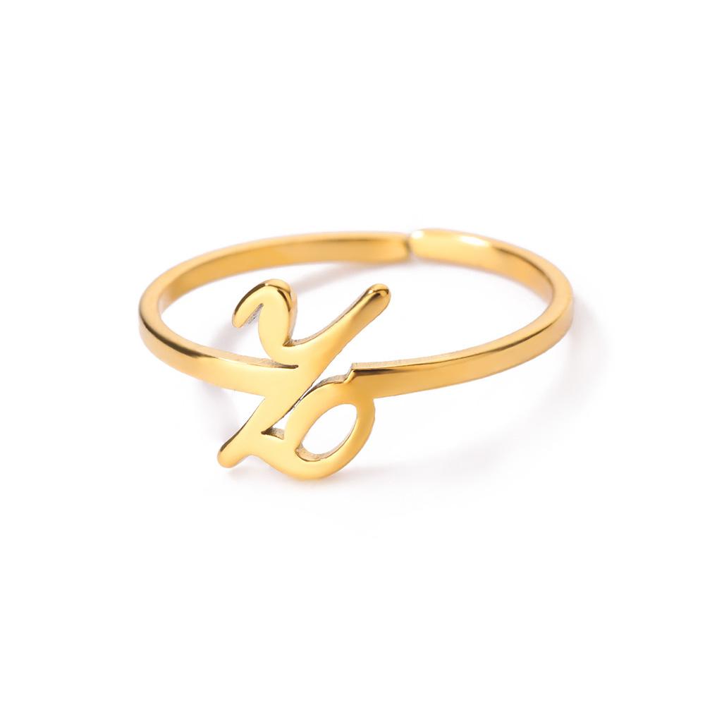 Initial Letter Rings For Women Gold Color Stainless Steel  A-Z Letter Adjustable Ring Aesthetic Wedding Fashion Jewelry Gift BFF