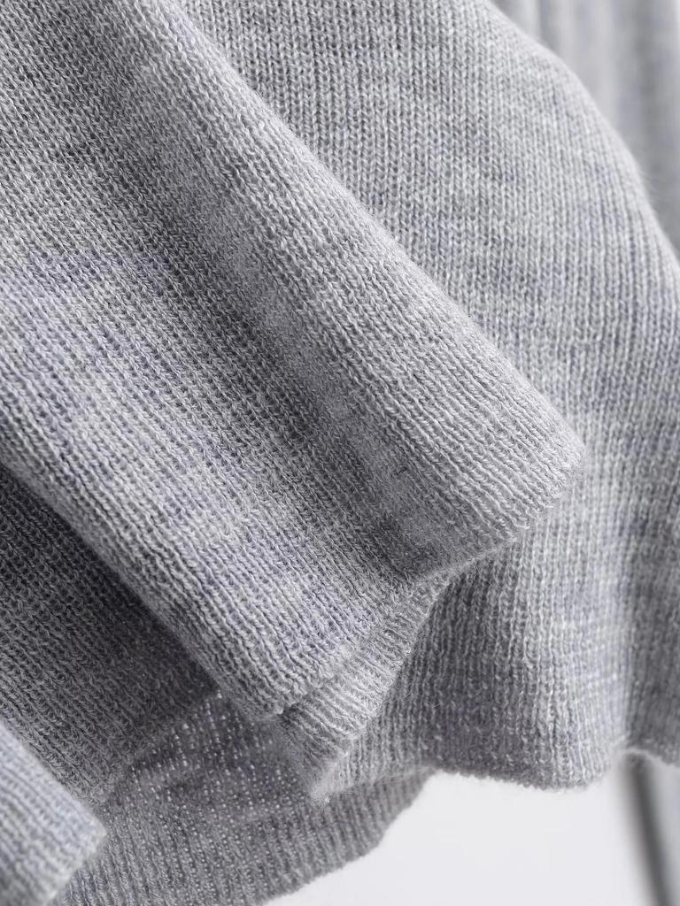 2025 Spring U-Neck Wool Knitwear: Sheer, Slim Fit, Long Sleeve Top