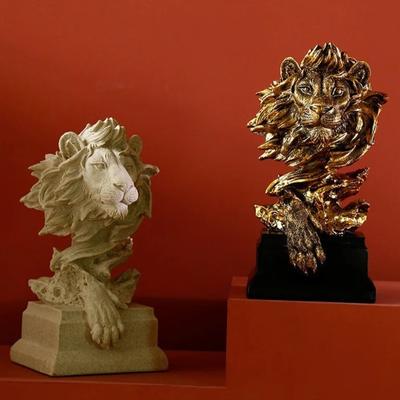 Nordische Majestätische Harz Löwen- und Pferdekopffiguren Fengshui Figuren Glückstier Skulpturen Wohnzimmer Home Office Schreibtisch Dekoration