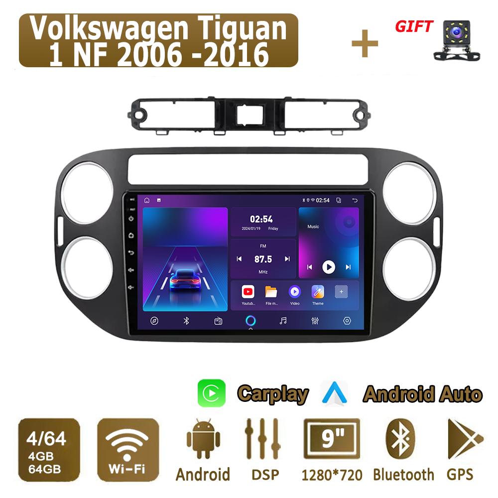 

Android Carplay автомобильное радио для Volkswagen Tiguan 1 NF 2006 -2016 мультимедийный проигрыватель головное устройство стерео GPS навигация BT WIFI 4+64 ГБ 4+64GB,A