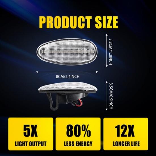 Front Side Marker Turn Signal Lights Fit 02-06 Mitsubishi Lancer 03-06 Outlander