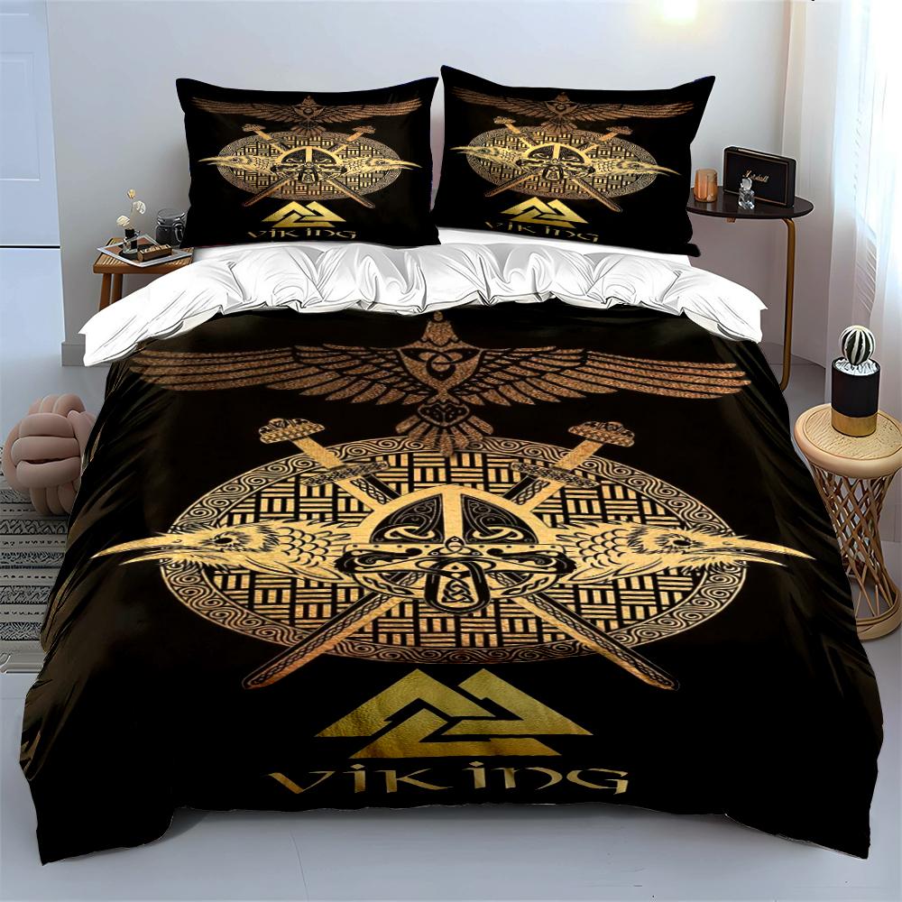 Viking Themed Black Bedding Set Bedding set (1 duvet cover, 2 pillowcases, duvet not included)
