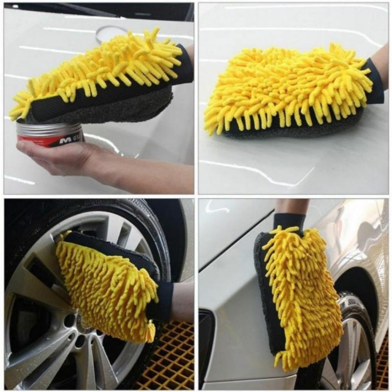 Microfiber Car Wash Mitt Soft Anti-scratch Double-Sided Chenille Ultra Absorbent Washing Gloves for Car Detailing Cleaning Tools