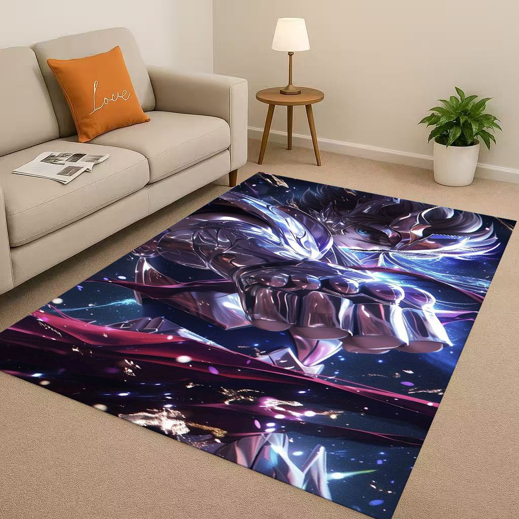 Retro Saint Seiya Shiryu Athena Cartoon Living Room Non Slip Area Rug Carpet for Bedroom Sofa,Easy Clean Home Decor Doormat Kids