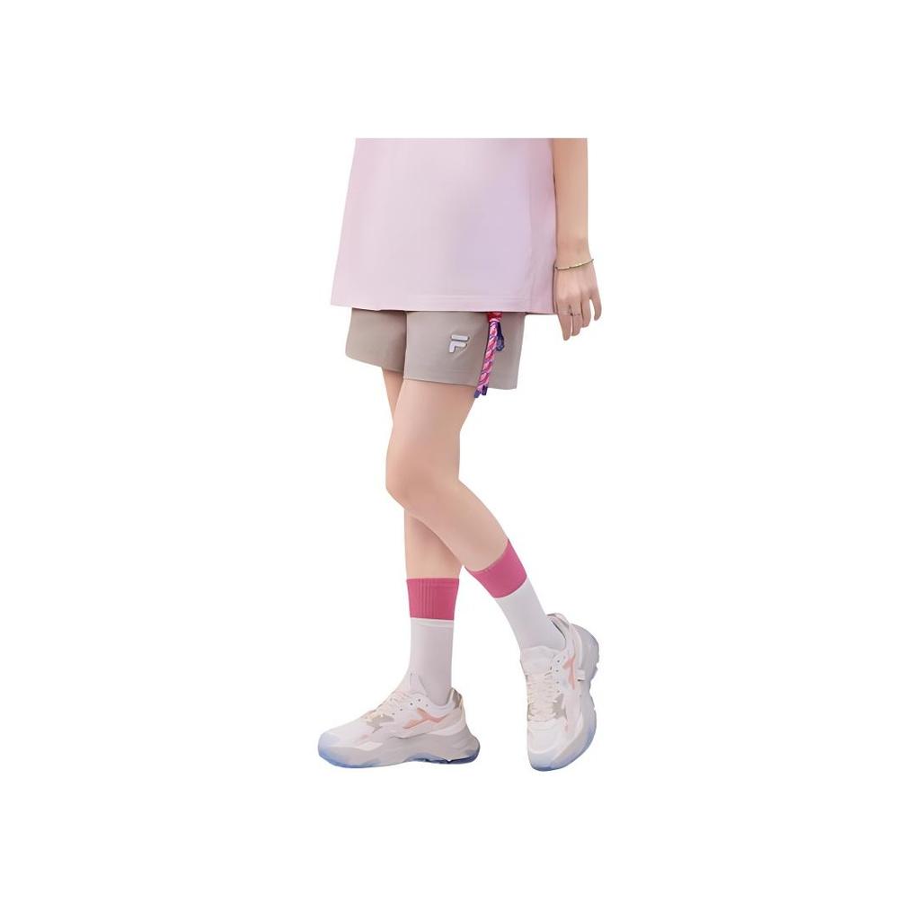 Fila Fusion SS24 Woven Solid Color Lace-Up Sports Casual Shorts Women Shorts Light-Bean-Mud-Brown T11W423805FBG