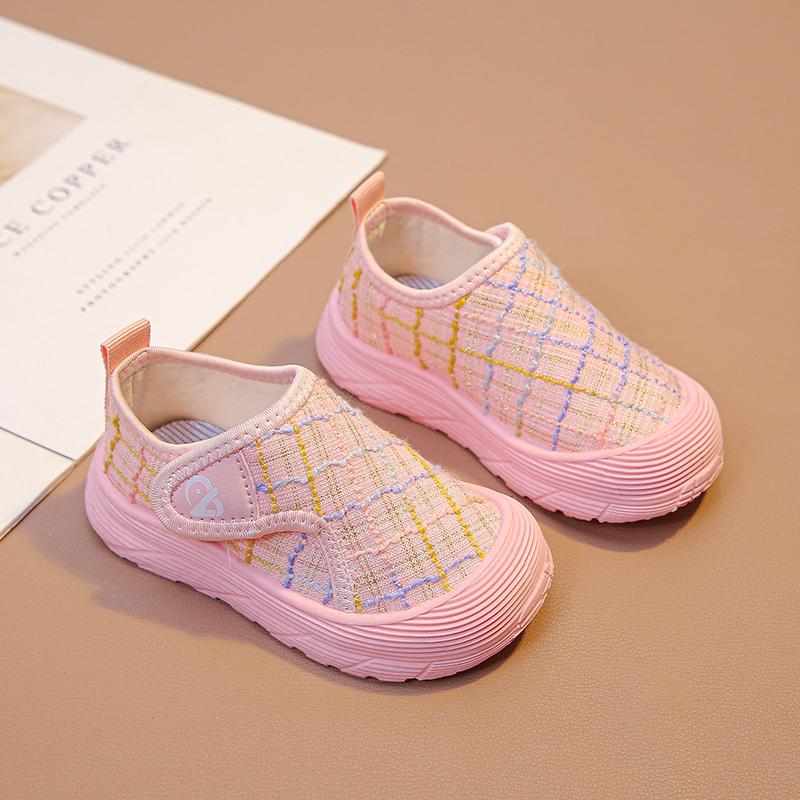 

Детская повседневная обувь Мягкая подошва Модная для мальчиков и девочек Холщовая обувь Нескользящая 2025 Новинка Детская обувь на плоской подошве Удобная Размер 21-32 21 розовый