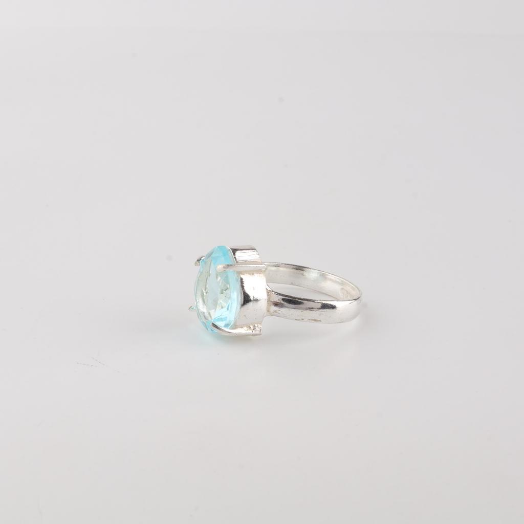 Sky Blue Topaz Gemstone 925 Sterling Silver Handcrafted Designer Ring For Mother RR-81-2