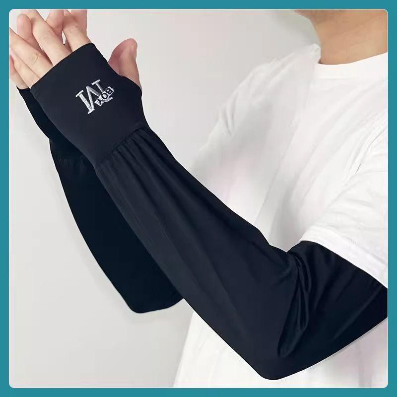 

Summer Sun Protection Viscose Fiber Oversleeve Large Long Style Men Loose Arm Sleeves plus Size Thin Summer Cycling Sleeve [1 pair] Black All yards