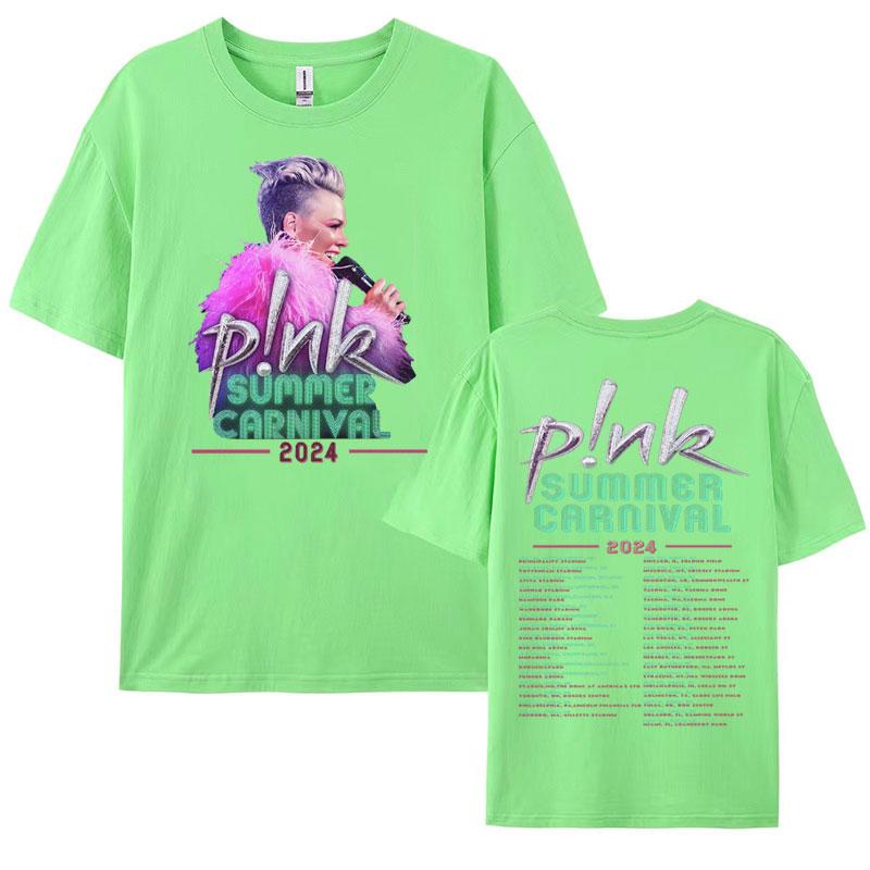 Pnk Pink Singer Summer Carnival 2024 Festival WORLD Tour Tee Shirt Womens Men Clothing Aesthetics Oversized Tshirt Streetwear