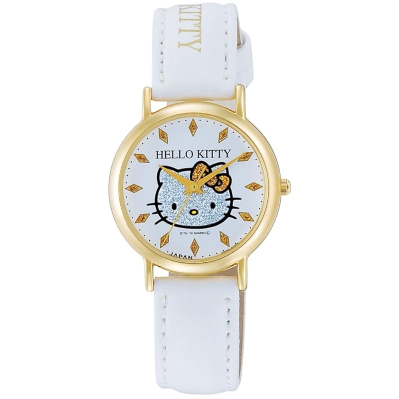 

[Citizen Q&Q] watch analog hello kitty waterproof leather belt made in Japan 0009N003 ladies white gold