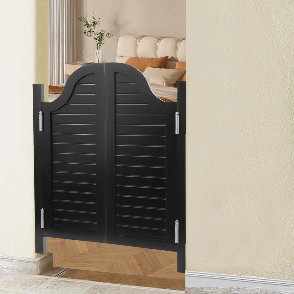 2 Pcs Pine Wood Partition Door,80*90cm White/Black/Log Color Swing Solid Wood Door Thickness 35mm for Cafes,Bars