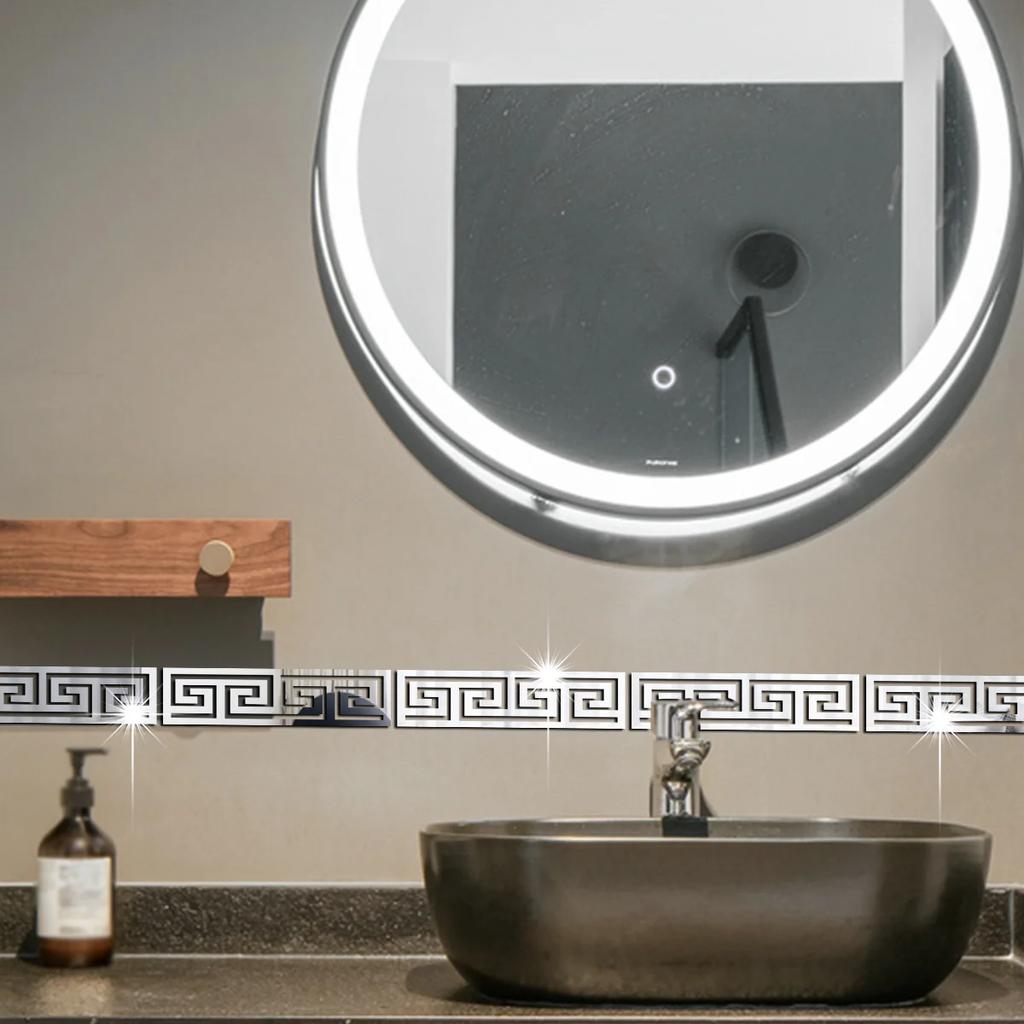 12pcs 20x5cm 3D Mirror Sticker Self Adhesive Waist Line DIY Wall Stickers for Living Room Ceiling Edge Strip Corner Wall Decor