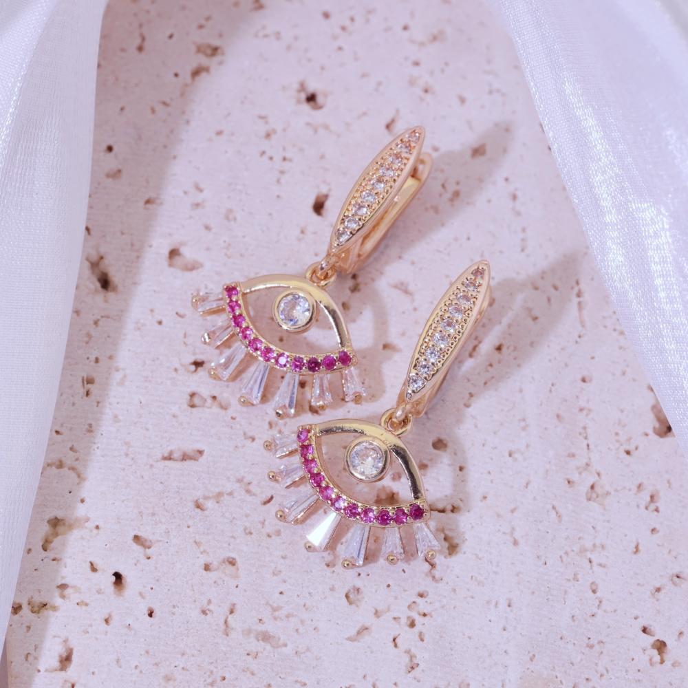 1 Pair Fashion Eyes Dangle Earrings for Women Zirconia Earring Jewelry Wedding Party Accessories