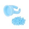 100pcs Eyelash Extension Glue Finger Rings Disposable Open Type Tattoo Ink Holder Cups Blue