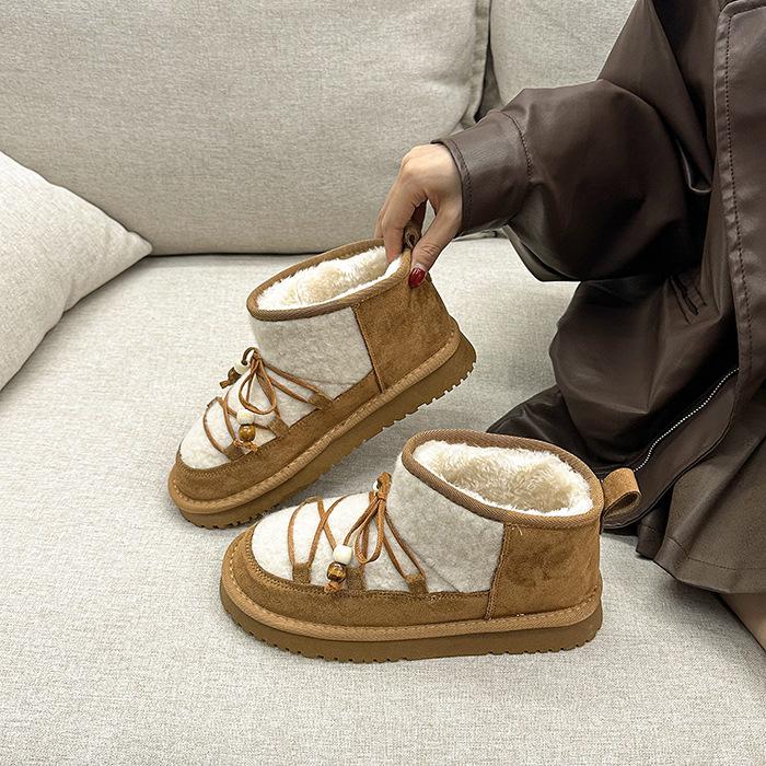 Thick-soled thickened snow boots for women's 2025 autumn new Northeast thick velvet warm foreign style versatile women's snow cotton shoes