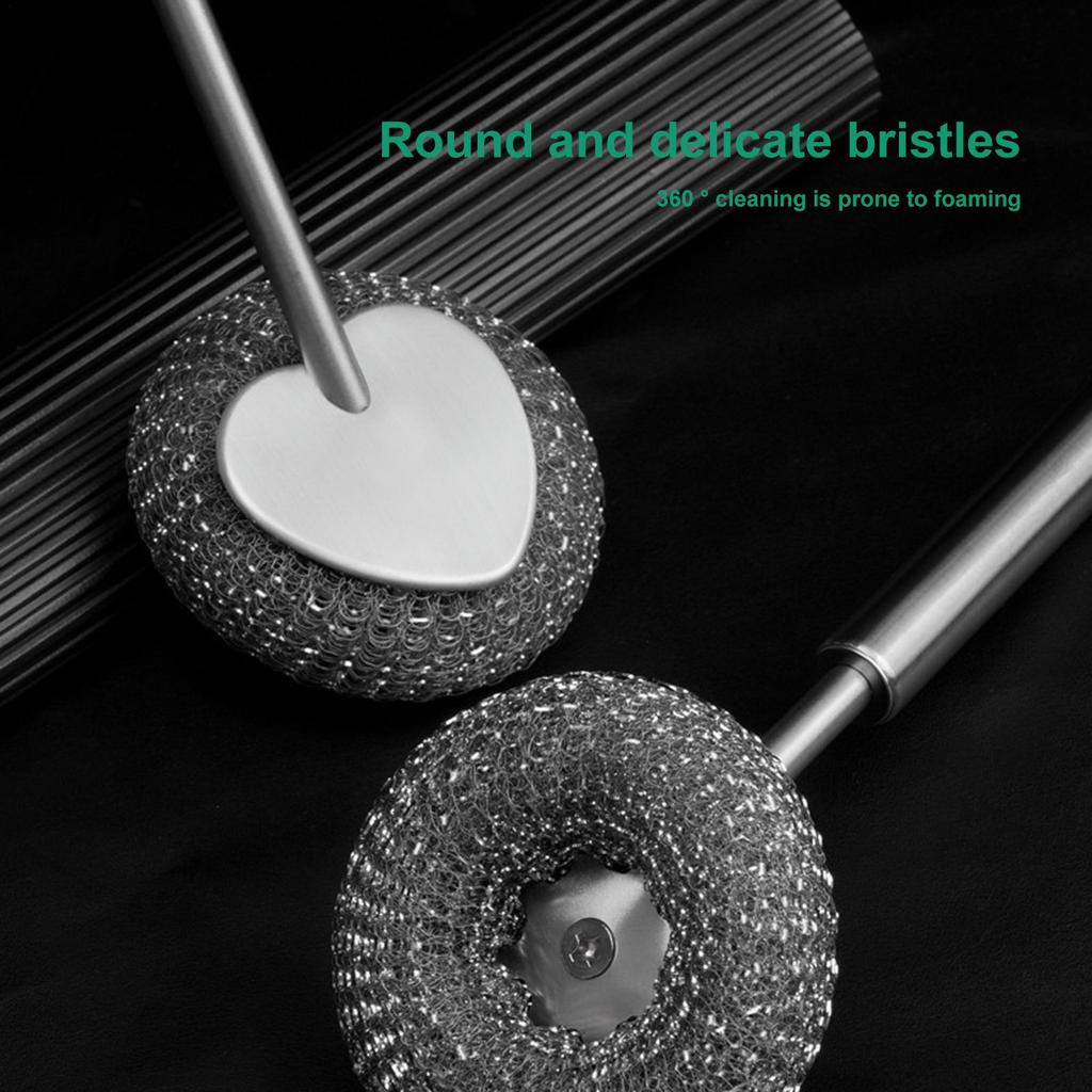 Kitchen Brushes For Dishes Long Handle Cleaning Tools Metal Pot Brushes Scrubber Tools For Pans Sink Grills Kitchenware Bowls