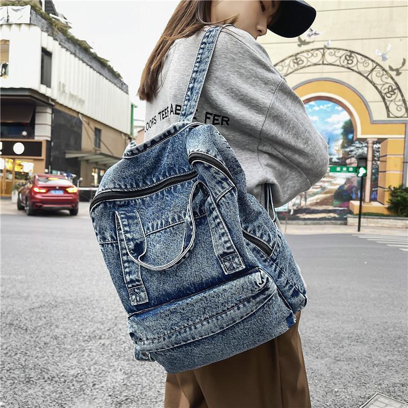 Denim Bag Veľkokapacitný študentský batoh Pánsky prenosný batoh