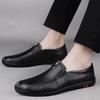 Läder Loafers för män Halkfria Walking Flats Andas utomhus Slip on Casual Skor för manligt arbete Office Driving Sneakers