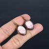 Rhodochrosite Copper Electroformed Earrings, Handmade Gemstone Jewelry Earrings For Memorial Day
