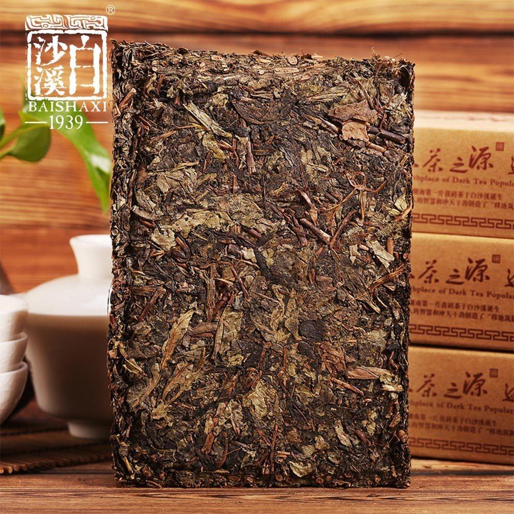 Fu Cha Dunkler Tee 338g Natürlicher Kräuter-Energieziegel Traditionell Goldene Blüte Wellness