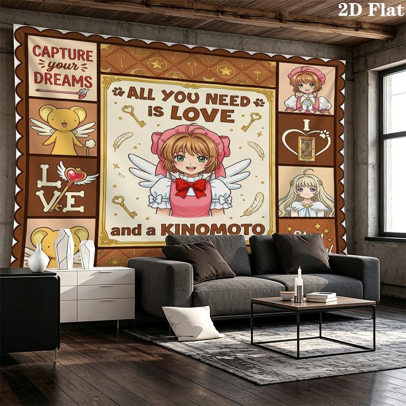 Cardcaptor Sakura Wall Tapestry Aesthetic Wall Hanging Printed Fabric Blanket Decorative Tapestries For Bedroom Living Room Home Decor