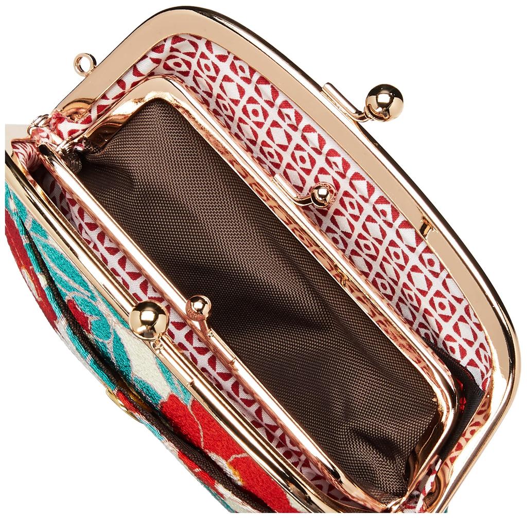 (N0207) Uni Seni, Made in Japan, Futago Chirimen Japanese Pattern Parent-Child Clasp Wallet [Modern CamelliaIvory]