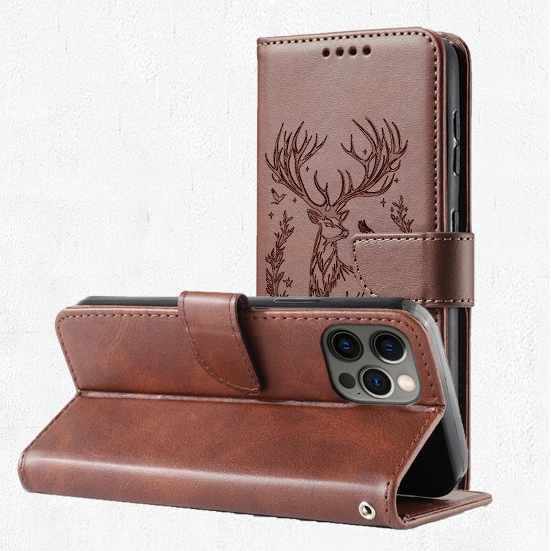 Emboss 3D Animal Leather Phone Wallet Case Book Stand For iPhone 17 16 Pro Max Samsung Xiaomi Redmi Note 14 Honor Oppo Magnetic Card Holder Flip Cover