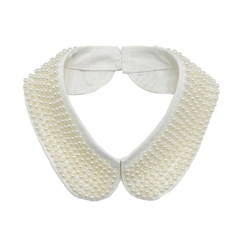

White Bead Embellished Collar Polyester Collar Easy Care Collar Office Wear for Enhancing Dresses and Office Attire 1